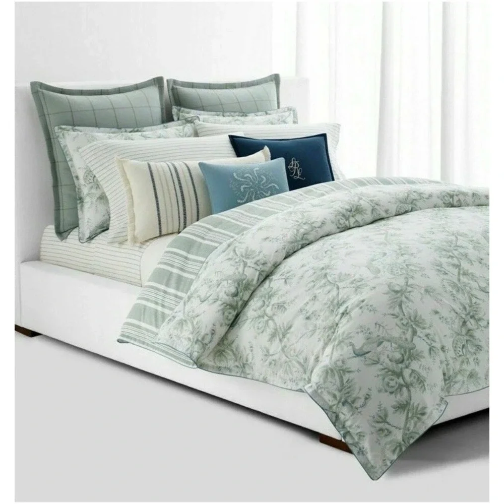 Lauren Ralph Lauren Spencer Floral Sage Green Reversible Comforter Queen 94x88